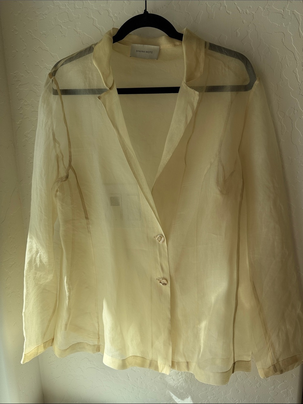 Shaina Mote Sheer Cream Swim Cover-Up Shirt size small